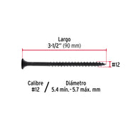 100 pijas #12 x 3-1/2'cabeza plana phillips multiusos