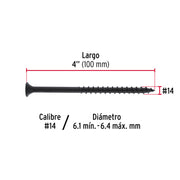 100 pijas #14 x 4'cabeza plana phillips multiusos