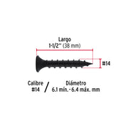 100 pijas #14 x 1-1/2'cabeza plana phillips multiusos