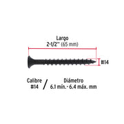100 pijas #14 x 2-1/2'cabeza plana phillips multiusos
