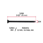 100 pijas #14x 3-1/2'cabeza plana phillips multiusos