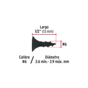 100 pijas #6 x 1/2'cabeza plana phillips multiusos