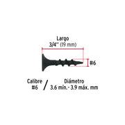 100 pijas #6 x 3/4'cabeza plana phillips multiusos