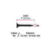 100 pijas #6 x 1'cabeza plana phillips multiusos