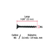 100 pijas #6 x 1-1/4'cabeza plana phillips multiusos