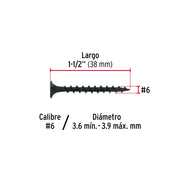 100 pijas #6 x 1-1/2'cabeza plana phillips multiusos