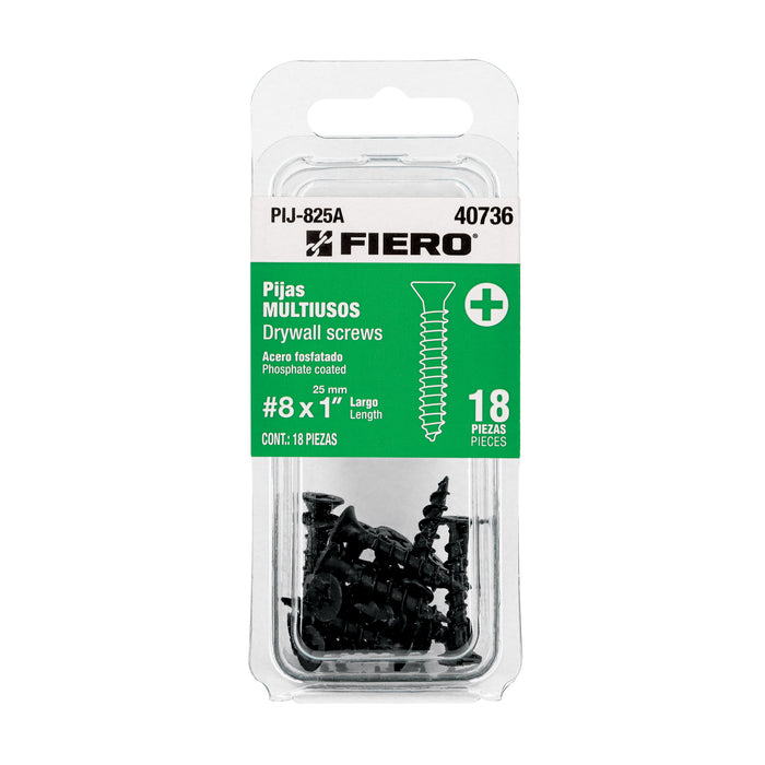 Blíster 18 pijas #8 x 1' cabeza plana phillips multiusos