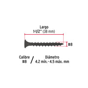 100 pijas #8 x 1-1/2'cabeza plana phillips multiusos
