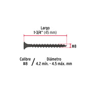 100 pijas #8 x1-3/4'cabeza plana phillips multiusos