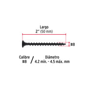 100 pijas #8 x 2'cabeza plana phillips multiusos