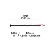 100 pijas #8 x 3' cabeza plana phillips multiusos