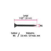 100pijas#6x1-1/2'cabeza plana phillips multiusos cuerda fina