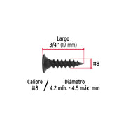 100 pijas#8x3/4'cabeza plana phillips multiusos cuerda fina