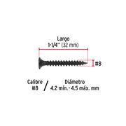 100pijas#8x1-1/4'cabeza plana phillips multiusos cuerda fina
