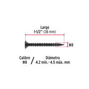 100pijas#8x1-1/2'cabeza plana phillips multiusos cuerda fina