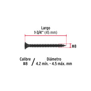100pijas#8x1-3/4'cabeza plana phillips multiusos cuerda fina