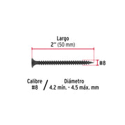 100 pijas #8 x 2'cabeza plana phillips multiusos cuerda fina