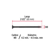 100pijas#8x2-1/2'cabeza plana phillips multiusos cuerda fina