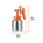 Pistola p/pintar baja presión, 1.5 mm, naranja, entrada sup