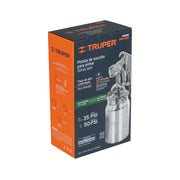 Pistola p/pintar succión HVHP vaso alum, 1.8mm, 3 vál TRUPER