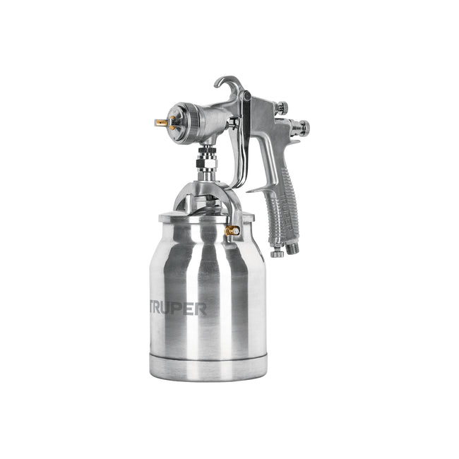 Pistola p/pintar succión HVLP vaso aluminio, 1.4 mm, TRUPER