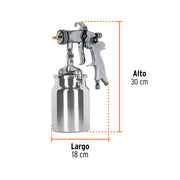 Pistola p/pintar succión HVLP vaso aluminio, 1.4 mm, EXPERT