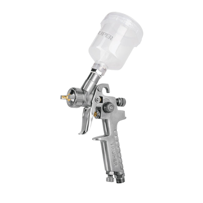 Pistola p/retoque gravedad HVLP vaso plástico, 1 mm, TRUPER