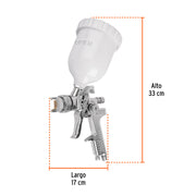 Pistola p/pintar gravedad HVLP vaso plástico, 1.4 mm, TRUPER