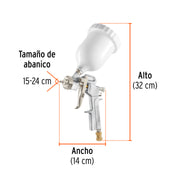 Pistola p/pintar Híbrida vaso plástico,1.3mm, TRUPER