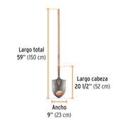 Pala irrigación Classic, cerrada, mango largo 49', TRUPER