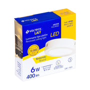 Luminario LED plafón 6W 3000K, redondo, blanco, VOLTECK