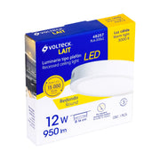 Luminario LED plafón 12W 3000K, redondo, blanco, VOLTECK