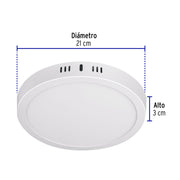 Luminario LED plafón18W 3000K, redondo, blanco, VOLTECK