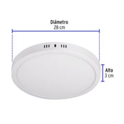 Luminario LED plafón24W 3000K, redondo, blanco, VOLTECK