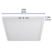Luminario LED plafón 24W 6500K, cuadrado, blanco, VOLTECK