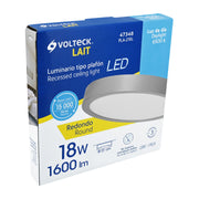 Luminario LED plafón 18W 6500K, redondo, gris, VOLTECK