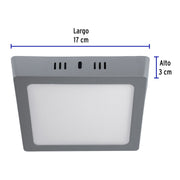 Luminario LED plafón 12W 6500K, cuadrado, gris, VOLTECK