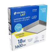 Luminario LED plafón 18W 6500K, cuadrado, gris, VOLTECK