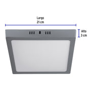 Luminario LED plafón 18W 6500K, cuadrado, gris, VOLTECK
