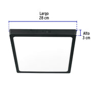 Luminario LED plafón 24W 6500K, cuadrado, negro, VOLTECK