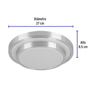 Luminario LED plafón decorativo 18W 6500K, metálico, BASIC