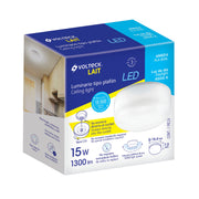 Luminario LED plafón 15W 6500K, con base E26, VOLTECK