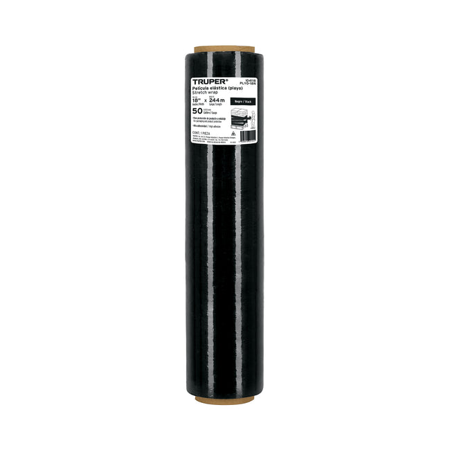 Rollo de 244m película plástica negra playo, 18', cal 50
