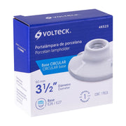 Portalámpara de porcelana, 3-1/2', redonda, VOLTECK