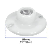 Portalámpara de porcelana, 3-1/2', redonda, VOLTECK