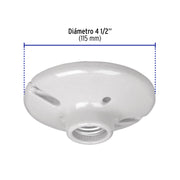 Portalámpara de porcelana, 4-1/2', redonda, a granel VOLTECK