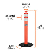 Poste delimitador de 115 cm de alto con base y reflejante