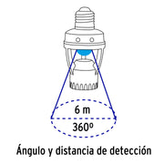 Portalámpara con sensor de movimiento 360°, VOLTECK