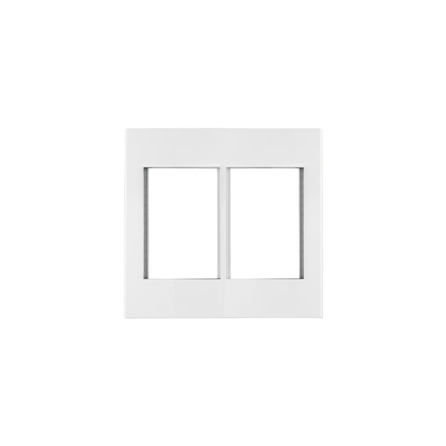 Placa 2 ventanas, 6 módulos, línea Española, color blanco