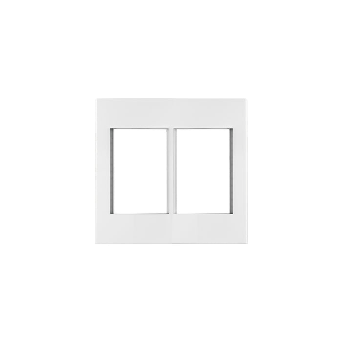 Placa 2 ventanas, 6 módulos, línea Española, color blanco
